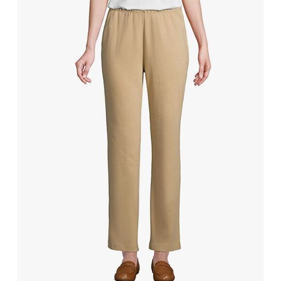 Lands End Womens Pull On Pants 3XP Soft Knit Khaki Pockets Soft Stretchy NEW! - Picture 1 of 4